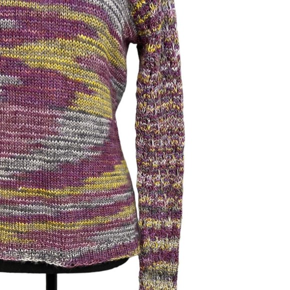 Purple Yellow Knit Sweater Pullover Boho - Picture 7 of 16